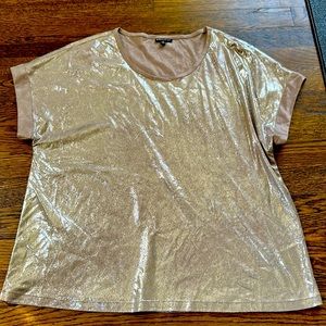 Rebecca Elliot shimmer t shirt with suede trim